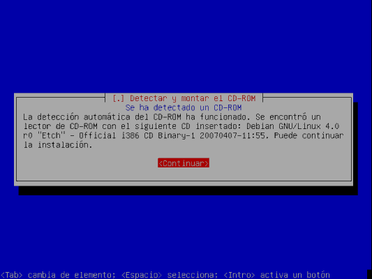 Detectado el CD-ROM Debian