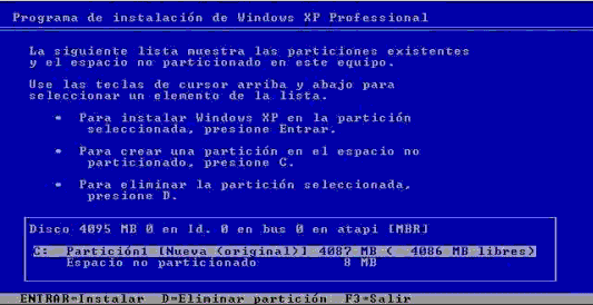 Instalador de Windows XP