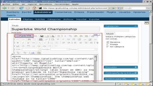 WordPress editor HTML